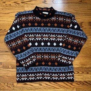 Vintage 90s Croquet Club Sweater Geometric High Neck Knit Pullover‎ Size Small